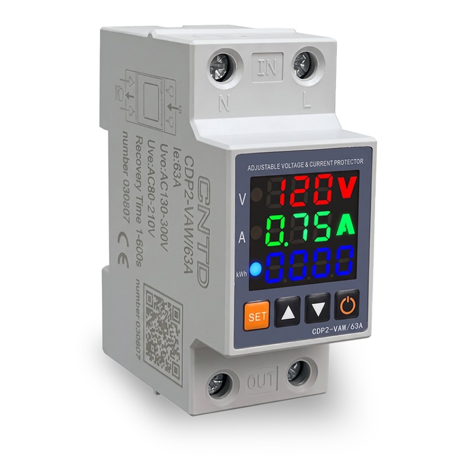 PROTECTOR INTEGRAL AJUSTABLE 0.1 A 63 AMP Y 80-350Vac SOBRETENSION, SUBTENSION, SOBRECORRIENTE, MEDICION VOLTAJE, CORRIENTE Y POTENCIA. PROTECTOR INTEGRAL AJUSTABLE 0.1 A 63 AMP Y 80-350Vac SOBRETENSION, SUBTENSION, SOBRECORRIENTE, MEDICION VOLTAJE, CORRIENTE Y POTENCIA.
